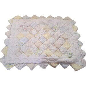 Quilted Patchwork Pillow Sham Victorian Heart Standard Pastel Cottage Country